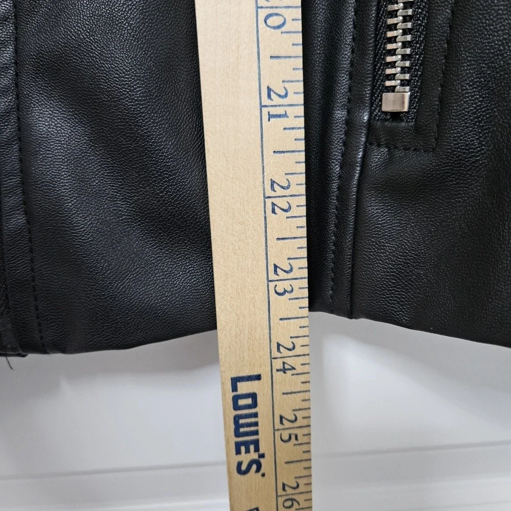 Michael Kors Jacket Women 14 Black Faux Leather Moto Faux Fur Quilted Bikercore